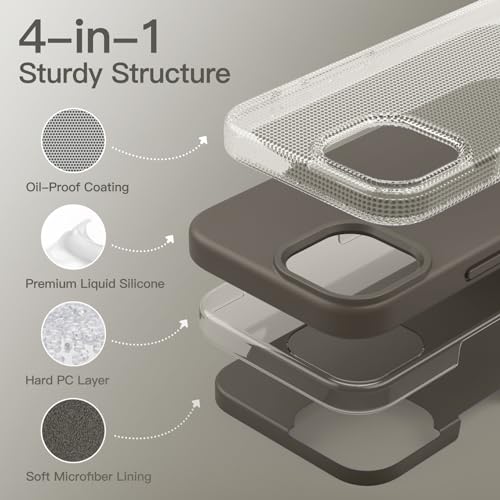 JETech Silicone Case for iPhone 15, Clay | Silky Soft Touch, Shockproof Protection, Scratch Resistant, Microfiber Lining - color: Clay, size: iPhone 15
