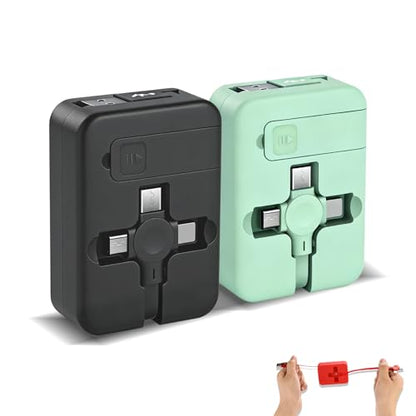 2 Pack 3 in 1 Charging Cable Retractable, USB Multi Charging cables - color: Black+Green