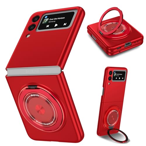 Magnetic Case for Samsung Galaxy Z Flip 3, [Compatible with MagSafe] Military Grade Shockproof Slim fit Samsung Z Flip 3 Phone Case with Magnetic Ring Kickstand, Red - color: Red, size: Samsung Galaxy Z Flip 3