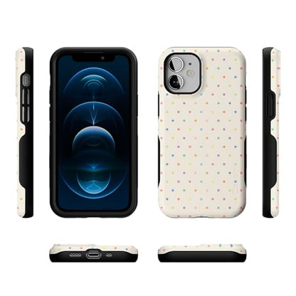Casely iPhone 12 Mini Case | On the Dot | Rainbow Polka Dot | Bold Protective Design | Compatible with MagSafe - color: On the Dot | Rainbow Polka Dot, size: Iphone 12 Mini