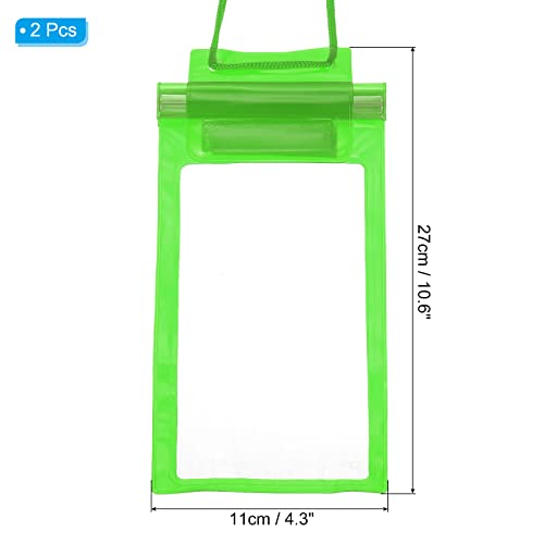 PATIKIL Waterproof Phone Pouch, 2 Pack Universal Lanyard Cellphone Dry Bag Clear Protection Cover Bag for Beach Swimming Pool, Green - color: Green