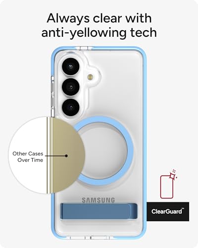 ZAGG Santa Cruz Snap Samsung Galaxy S26 Case with Kickstand - ICY Blue, Magnetic Crystal Clear Protective Phone Cover, 13ft Drop Protection, Graphene Reinforced, Slim Case with Stand - color: Icy Blue, size: Samsung Galaxy S26