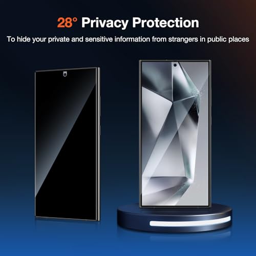 KUZOOM 2 Pack Privacy Glass Screen Protector for Samsung Galaxy S24 Ultra - color: Galaxy S24 Ultra Black