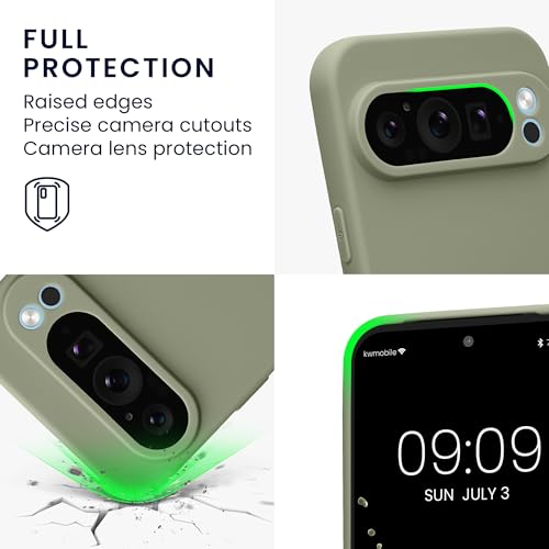 kwmobile Case Compatible with Google Pixel 9 Pro XL Case - Protective Slim TPU Phone Cover - Soft Matte Finish - Gray Green - color: gray green