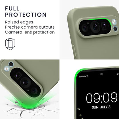 kwmobile Case Compatible with Google Pixel 9 Pro XL Case - Protective Slim TPU Phone Cover - Soft Matte Finish - Gray Green - color: gray green