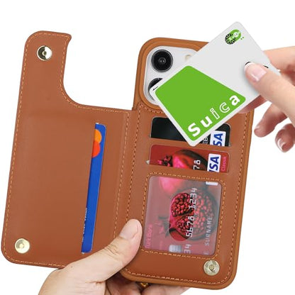 iCoverCase Compatible with iPhone 14 Pro Case with Card Holder, Wallet Case for Women Men RFID Blocking PU Leather Protective Phone Case 6.1 Inch (Light Brown) - color: Light Brown
