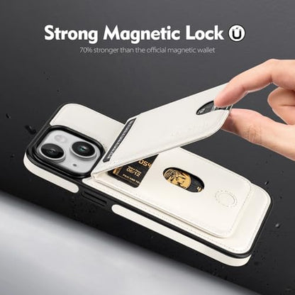 Shieldtop Compatible with MagSafe iPhone 14 Wallet Case,White | 2 in 1 Detachable Magnetic,Credit Card Holder Slots,RFID Blocking,PU Leather,Kickstand,Flip Folio Phone Cover for Men & Women - color: White, size: iPhone 14 6.1"