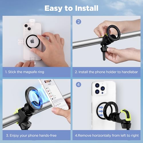 OUTXE Magnetic Phone Holder for Stroller, Adjustable Phone Mount with Magsafe for Shopping Cart, Gym Bike Handlebar, Universal Magsafe Stroller Stand Compatible with iPhone/Android