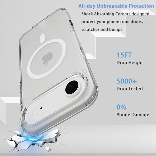 Classic Hybrid Magnetic iPhone 17 air Case Phone Case Cover, Screen Protectors X1, Compatible with Magsafe, Anti Yellowing,Slim,Shockproof, Protective (Transparent Crystal, iPhone 17 air) - color: Transparent Crystal, size: iPhone 17 Air