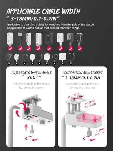 Side-Charging Adjustable Universal Kids Smart Watch Stand - color: White Kids Watch Stand