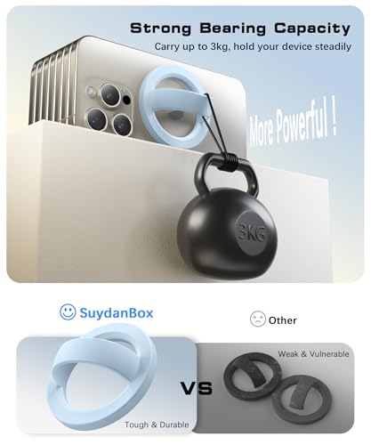 Magnetic Phone Grip, Removable Loop Grip with Soft Finger Strap, Silicone Phone Ring Holder for Back of Phone for iPhone 16/15/14/13/12 Pro Max/Plus, Blue - color: Blue