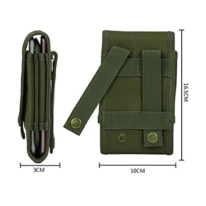Double Capacity Phone Holster, Tactical Molle Pouch Compact Belt Waist Bag for iPhone 15 Pro Max/15 Pro/14 Plus/14 Pro Max/14 Pro/14/13 Pro Max/12 Pro Max/11 Pro Max/XS Max, Size Large - color: Green