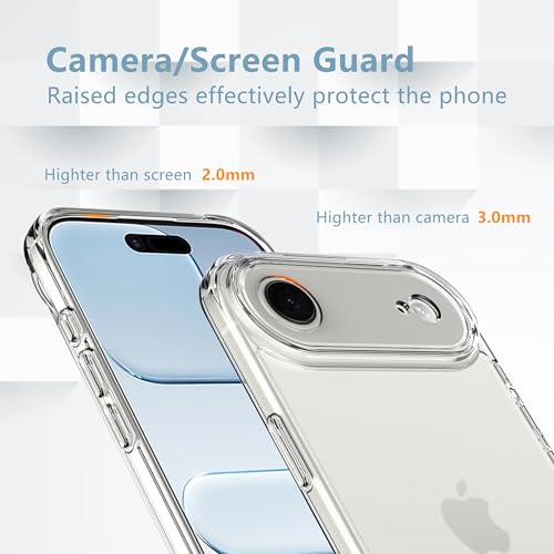 Anoowkoa Designed for iPhone Air Case 6.6" Anti Yellowing Clear Phone Case with 2 Pack iPhone 17 Air Tempered Glass Screen Protector.9H Hardness Support Fingerprint Unlocking - color: iPhone 17 Air