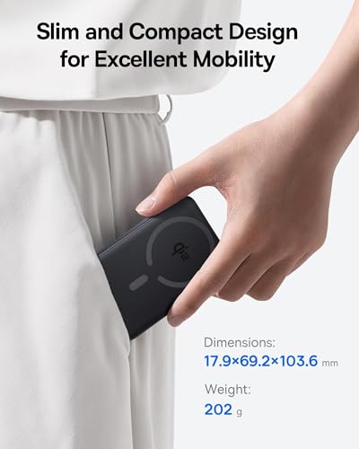 Baseus for MagSafe Portable Charger, Qi2 Certified 15W Wireless Magnetic Power Bank 10000mAh with USB-C Cable 22.5W PD Charging, Battery Pack Compatible with iPhone 18/17/16/15/14 Pro/Pro Max Series - color: Black