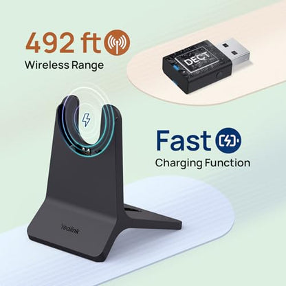 Yealink WH64 Mono Hybrid Wireless Headset with Mic DECT Dongle & Bluetooth - style: WH64 Hy-Mono with Stand