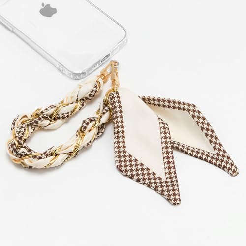 ZOOEASS Phone Wrist Lanyard Gold Metal Scarf Phone Charm Strap with Tether Tab Women Phone Chain Accessories for Handbags - color: Style 3