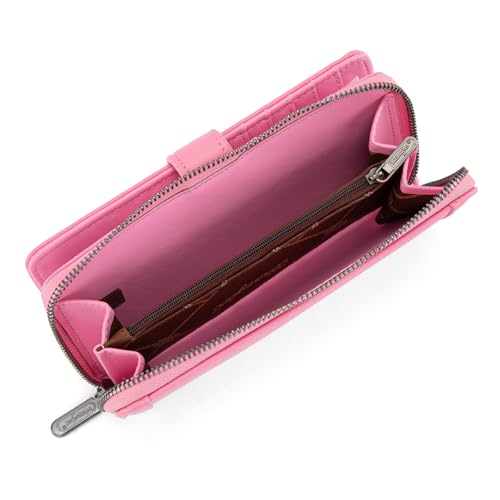 X Wrangler Women's Wallets Bifold Wristlet Wallets for Women Large Capacity Credit Card Wallet with ID Window - color: Hot Pink