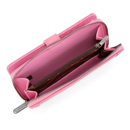 X Wrangler Women's Wallets Bifold Wristlet Wallets for Women Large Capacity Credit Card Wallet with ID Window - color: Hot Pink