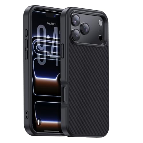 GESIHOPY for iPhone 17 Pro Case Carbon Fiber,Fits MagSafe, Military-Grade Drop Cover,Sturdy Carbon Fiber for iPhone 17 Pro Phone case,Supports Wireless Charging, Black/Grey(Twill) - color: Black/Grey(Twill), size: iPhone 17 Pro