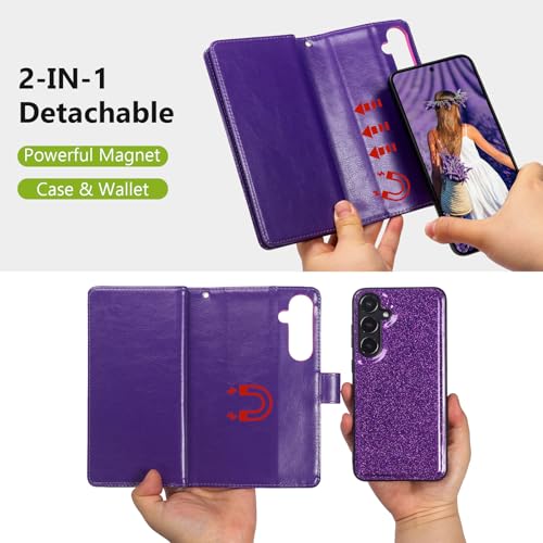 Varikke for Galaxy S25 FE Wallet Case Magnetic Detachable, Deep Purple - color: Dark Purple, size: Galaxy S25 FE 6.7"