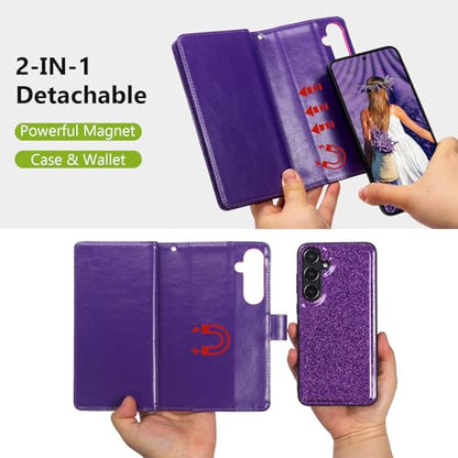 Varikke for Galaxy S25 FE Wallet Case Magnetic Detachable, Deep Purple - color: Dark Purple, size: Galaxy S25 FE 6.7"