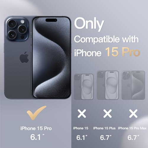 JETech Silicone Case for iPhone 15 Pro, Blue | Silky Soft Touch, Shockproof Protection, Scratch Resistant, Microfiber Lining - color: Blue, size: iPhone 15 Pro