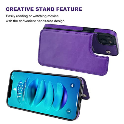 ONETOP for iPhone 14 Plus Wallet Case with Credit Card Holder,Purple | Kickstand,ID/Cash Holder,Case Wallet with Card Slots,Double Magnetic Clasp,Durable PU Leather Shockproof Cover for Women Men - color: Purple