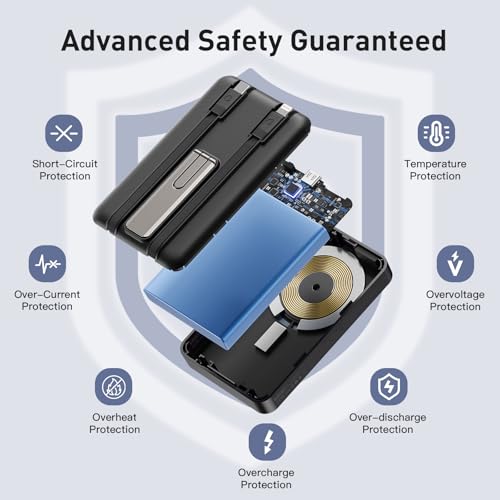 Tryetas 16800mAh Magnetic Power Bank Portable Charger with Built in Cables
