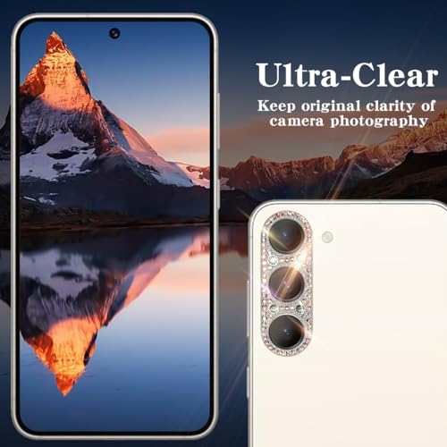 Bling Diamond Camera Lens Protector Compatible with Samsung Galaxy S22 ＆ Galaxy S22 Plus, Metal Glitter Gem Camera Cover，9H Tempered Glass lens full Screen Protector with 3D Rhinestone - size: Samsung Galaxy S22 ＆ Galaxy S22 Plus