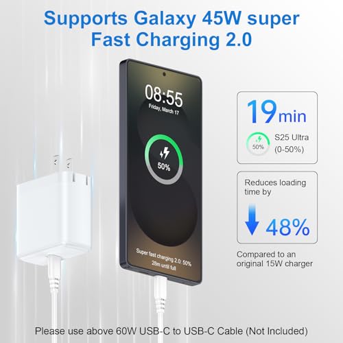 USB C Charger Block 65W Wall Charger with Foldable Plug for Samsung S26 A37