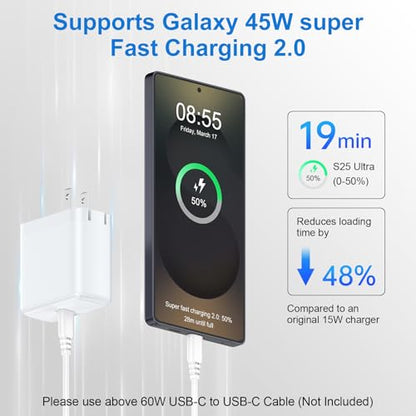 USB C Charger Block 65W Wall Charger with Foldable Plug for Samsung S26 A37