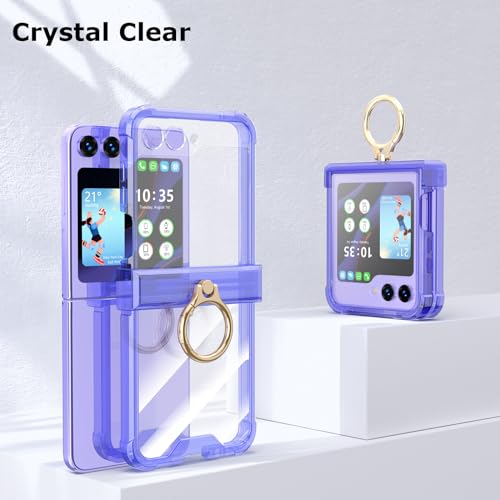 Case for Samsung Galaxy Z Flip 6 Case with Ring Shockproof Kickstand Hinge Protection Phone Cover for Samsung Galaxy Z Flip 6 5G(Crystal Purple) - color: Crystal Purple