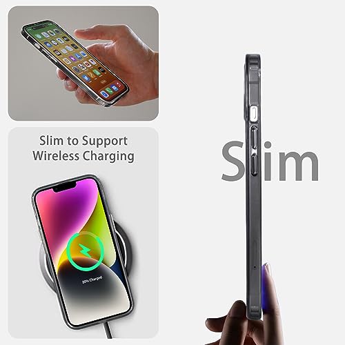 JJGoo Compatiable with iPhone 14 Case Clear, Transparent Shockproof Phone Case, Slim Anti-Scratch Hard PC Back Protective Cover Bumper, Transparent Black - color: Transparent Black