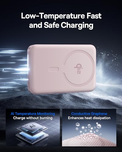 Baseus for MagSafe Portable Charger, Qi2 Certified 15W Wireless Magnetic Power Bank 10000mAh with USB-C Cable 22.5W PD Charging, Battery Pack Compatible with iPhone 17/16/15/14/13 Pro/Pro Max Series - color: Pink