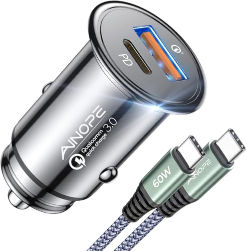 AINOPE 67.5W Car Charger USB C Fast Charge, iPhone 18 pro max Charger - color: Black - 3.3FT