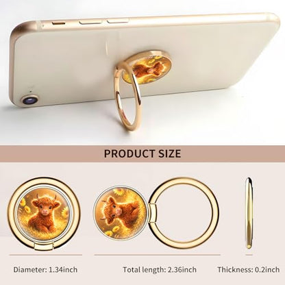 Cell Phone Ring Holder, Cute Metal Phone Grip Stand Finger Ring Kickstand, Flexible 360°Rotation Phone Tablet Case Accessories Compatible with Most Phones Cute Cow Calf - color: Cute Cow Calf