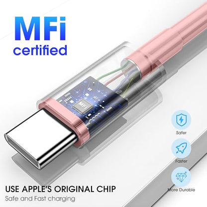 Apple USB C to USB C Cable, USBC Cable, Fast Charging, 3-Pack 6FT Pink - color: Pink, size: 6FT