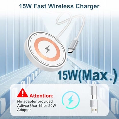 15W Magnetic Wireless Charger Pad for iPhone 18 Pro Max/Pro 17 Pro Max 17e - color: White