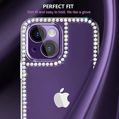 Compatible with iPhone 14 Case for Women Girls 3D Glitter Sparkle Bling Case Luxury Shiny Cute Crystal Charms Rhinestone Diamond Bumper Soft TPU Clear Cover Case for iPhone 14 - size: iPhone 14