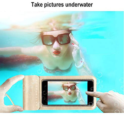 Waterproof Phone Pouch,IPX8 Waterproof Phone Case Bag Holder Dry Pouch for iPhone 13 Pro Max/13 Pro/13/12/12 Pro Max/11/11 Pro Max/Xs Max/XR to 6.9" for Kayaking Swimming Beach(Gold) - color: Gold to 6.9"