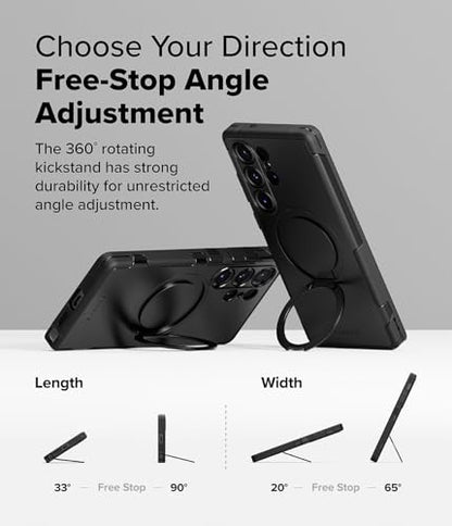 Ringke for Samsung Galaxy S25 Ultra Case [Alles Black] | Compatible with MagSafe, 360° Rotating Kickstand, Enhanced Camera Lens Protection, Powerful Magnet - color: Black, size: Galaxy S25 Ultra