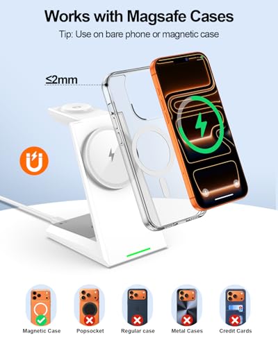 3 in 1 Magnetic Wireless Charging Station - 15W Fast Charging for iPhone - color: White