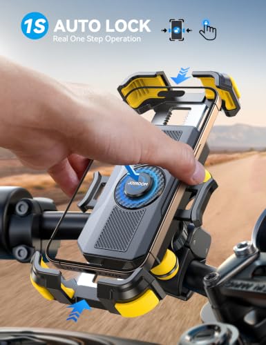 JOYROOM Motorcycle Phone Mount 150mPh Anti-Shock Dual Vibration Dampener - color: Yellow