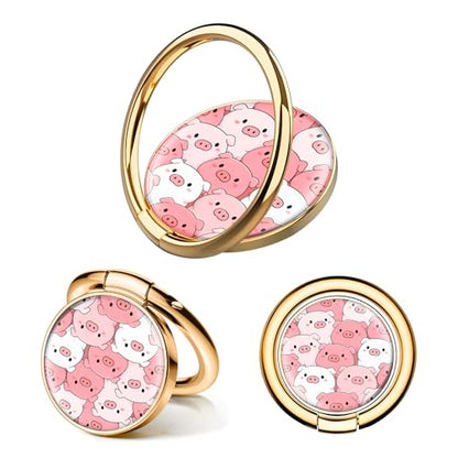 Cell Phone Ring Holder, Cute Phone Ring Grip Stand, 360°Rotation Funny Metal Kickstand Finger Grip Cute Pink Pigs - color: Cute Pink Pigs