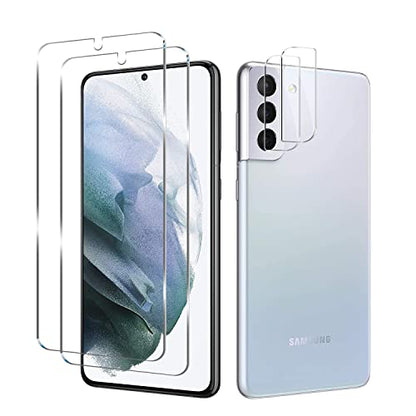 Galaxy S21 Tempered Glass Screen Protector + Camera Lens Protector [ 2 + 2 Pack ][Case Friendly] [Anti-Scratch] [Ultrasonic Fingerprint Unlock] Clear HD Glass Protective Film for Samsung Galaxy S21 - size: Galaxy S21(6.2")
