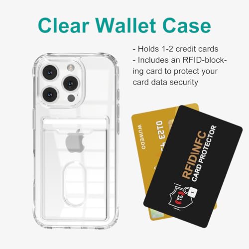 for iPhone 16 Pro Clear Wallet Case with an RFID Blocking Card, Holds 1-2 Credit Cards, Anti-Yellowing, Hybrid Protective Phone Case with Card Holder, 6.3" 2024 - color: RFID BC Clear, size: iPhone 16 Pro