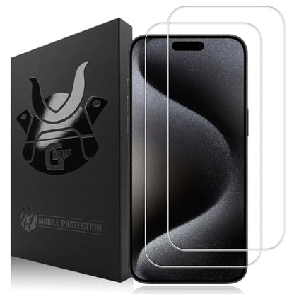2 Pack Glass Screen Protector for iPhone 15 and 15 Pro - size: iPhone 15, 15 Pro
