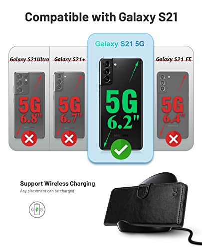 OCASE Compatible with Samsung Galaxy S21 Wallet Case, PU Leather Flip Folio Case with Card Holders RFID Blocking Kickstand Shockproof TPU Inner Shell Phone Cover 6.2 Inch-Black | Card Holders, Kickstand, Shockproof TPU Shell,Magnetic Closure, Protective F