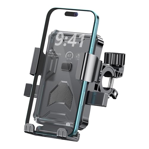 Bike Phone Holder, Handlebar Phone Mount for Bike and Motorcycle, Electric Scooter Mountain Bike, Adjustable Cell Phone Holder,Secure Holder for 4.7-6.8 Inch All Cell Phones