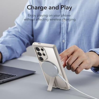 ESR for Samsung Galaxy S24 Ultra Magsafe Case with Kickstand, Wireless Charging Compatible with Magnetic, 3 Stand Modes, Military-Grade Protection, Shockproof Case Slim Fit for S24 Ultra, Clear Grey - color: Magsafe Boost-Clear Grey